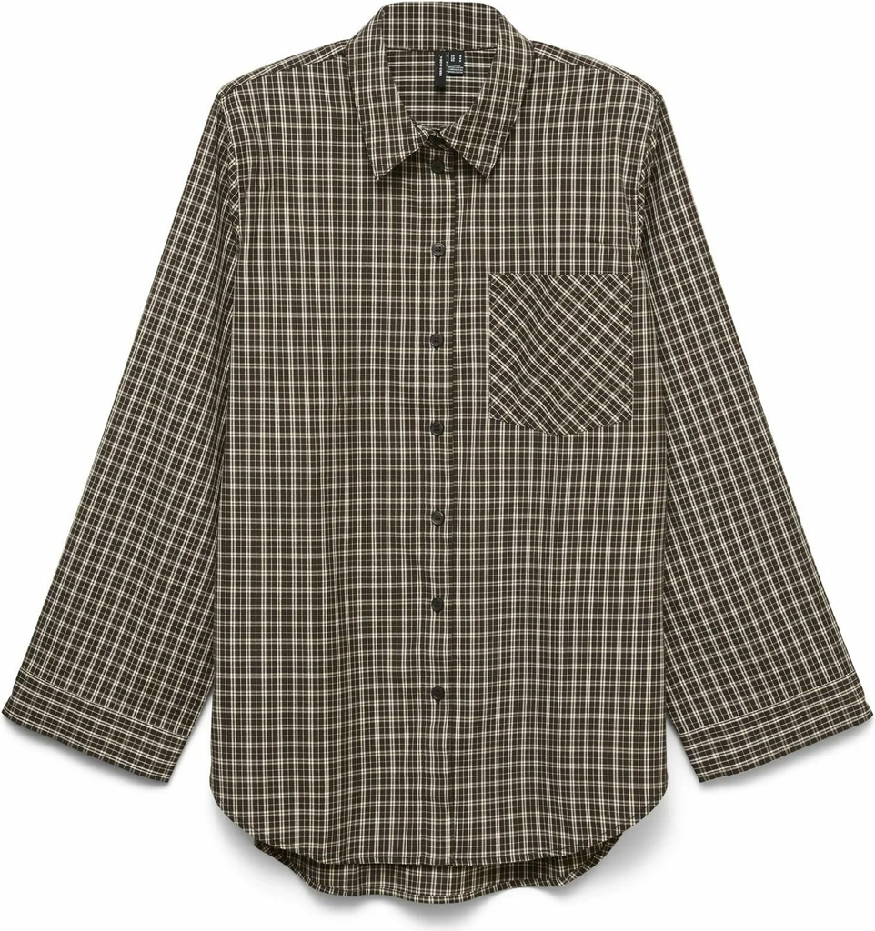 Vero Moda Vmkara Ls Loose Check Shirt Wvn - Brown