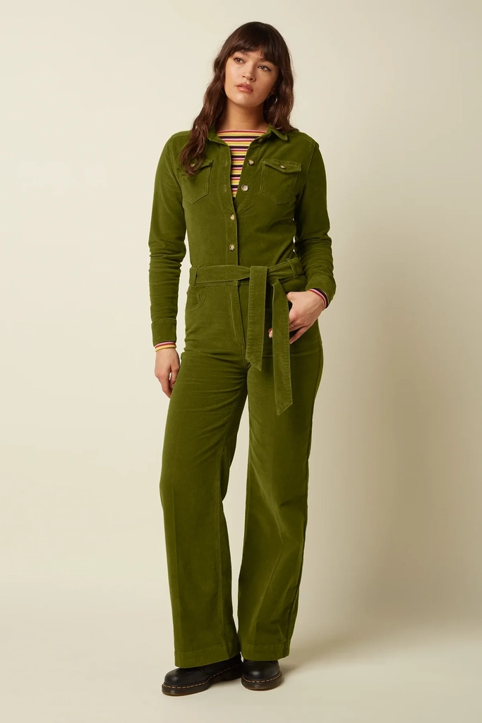 king louie - mia jumpsuit baby cord - posey green