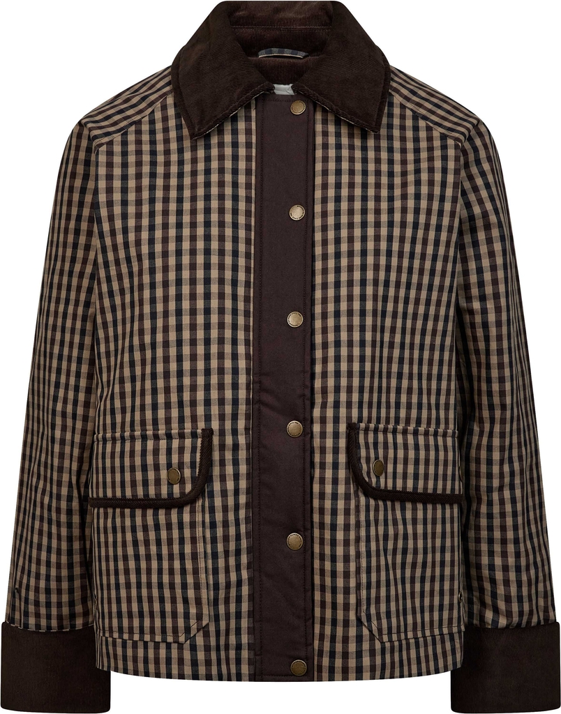 Magasin Emmy 9 Jacket With Corduroy Details GRS Kvinde Brown Check Frakker Str M