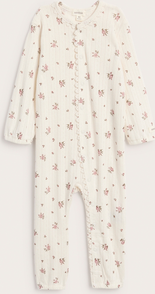 Pyjamas med rosmönster | Offwhite | Baby | Newbie