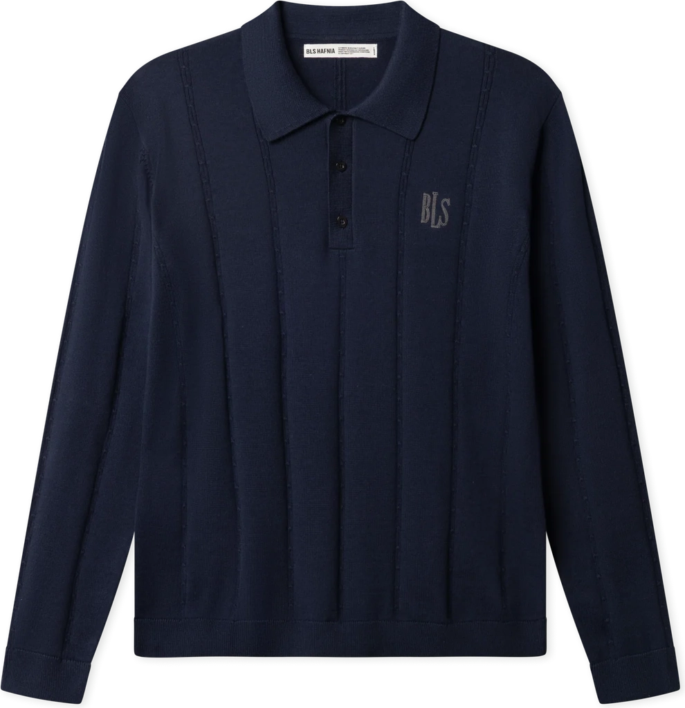 wilson cable knit polo - navy