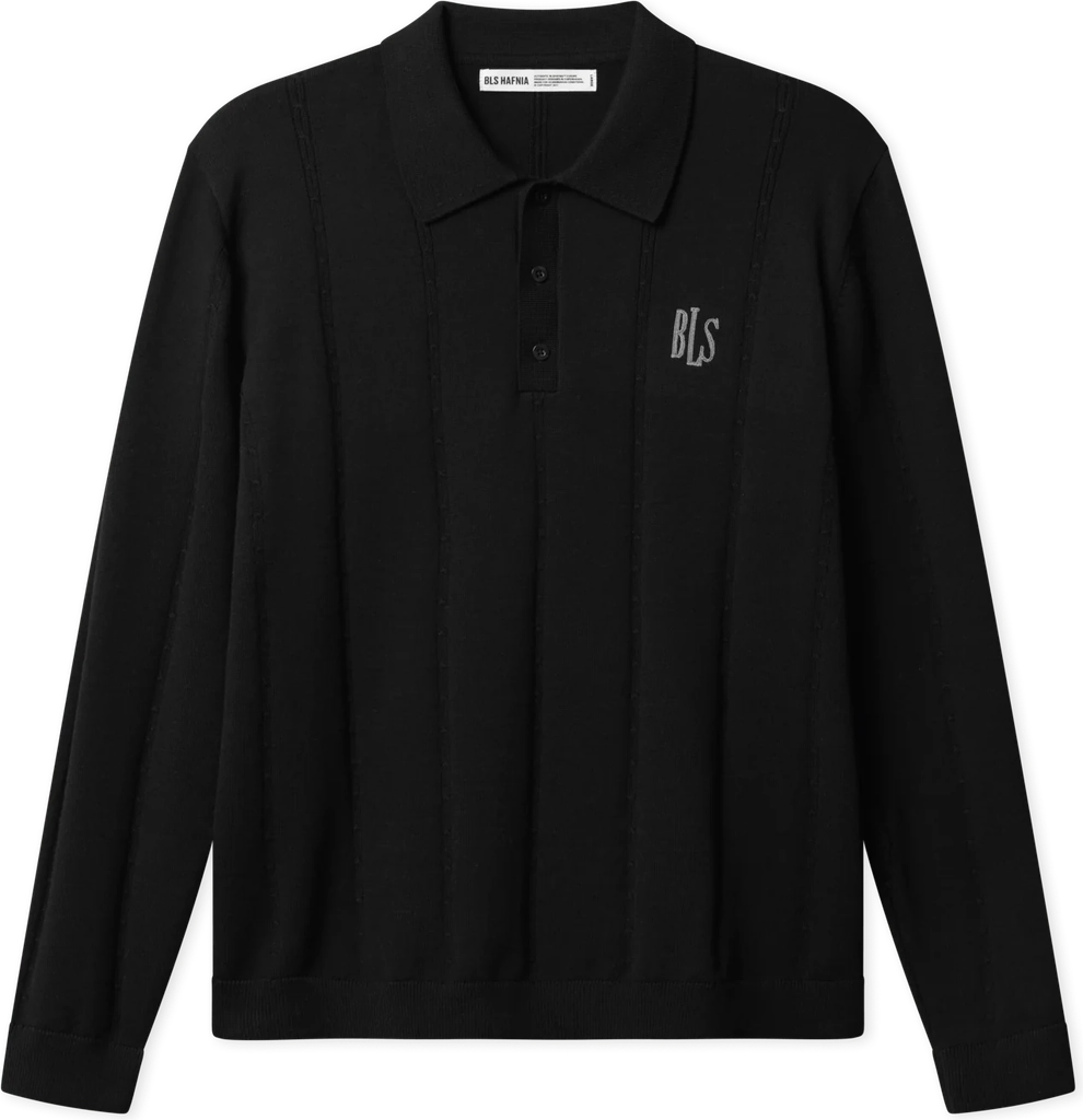 wilson cable knit polo - black