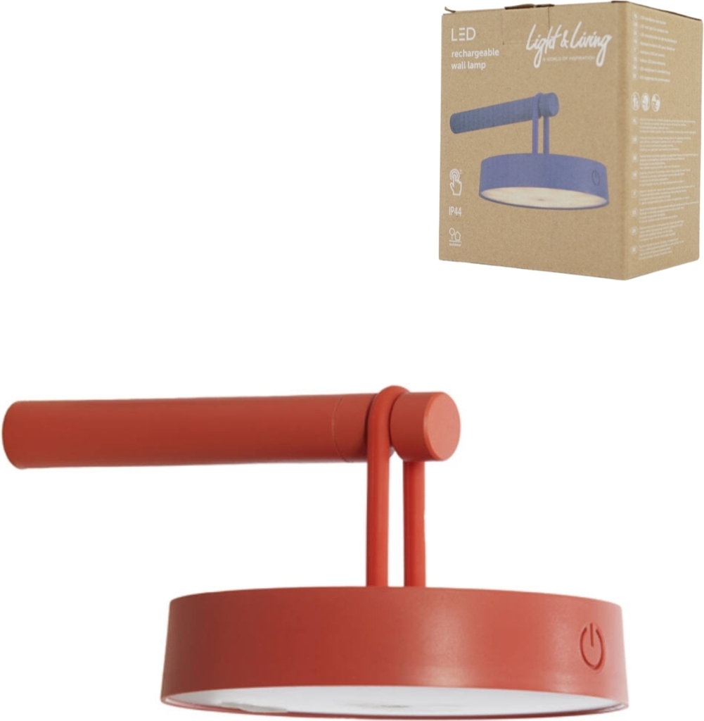 Light & Living Væglampe Toliara LED Genopladelig Rød 19 cm Vægarmatur