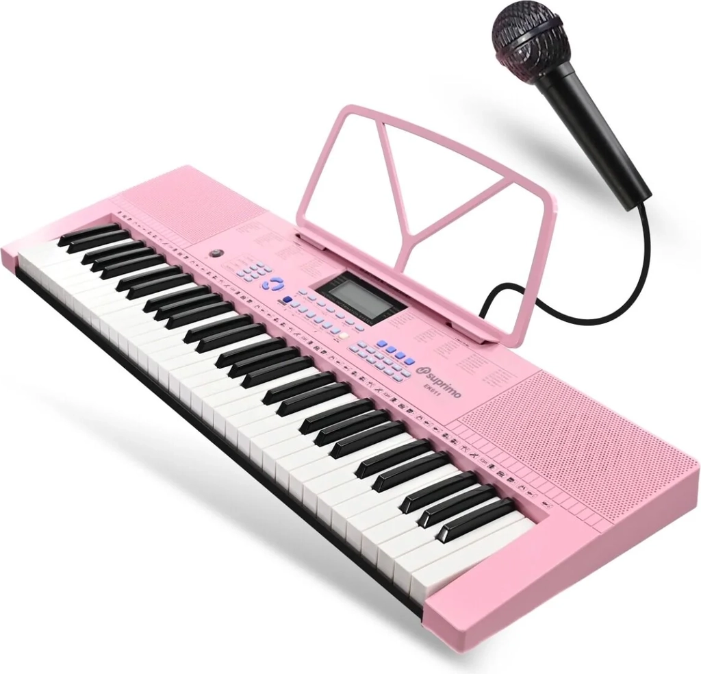 Suprimo Keyboard 61 Tangenter Pink Mikrofon Og Nodestativ