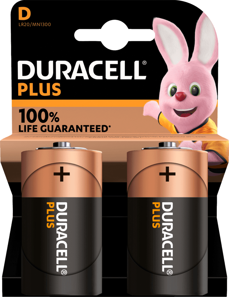 Duracell Plus D Alkaline Batteries Model MN1300 – 2 Pcs