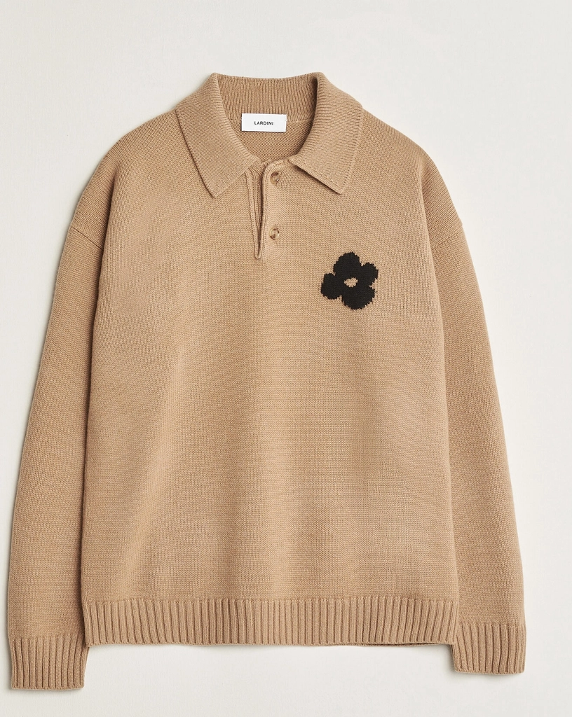 knitted wool/cashmere polo brown