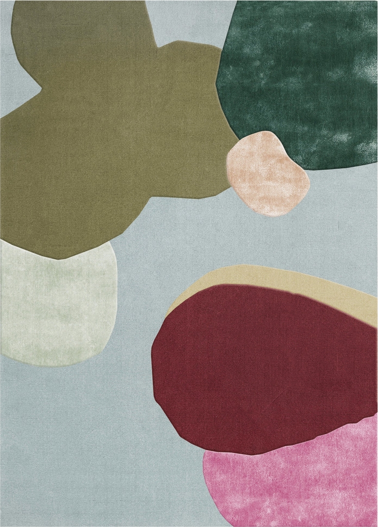 Layered Håndvævet Uldtæppe Lang Luv 250x350 cm Multifarve, Blå