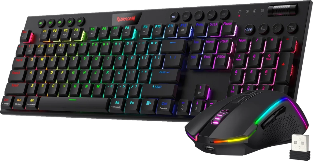 horus k618 ultra-slim keyboard & trident m693 mouse tri-mode combo