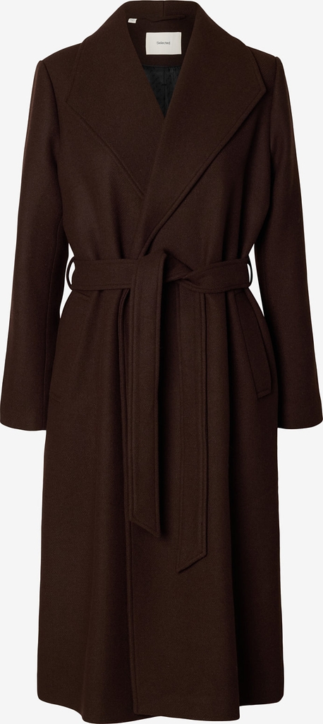 Selected Wool Blend Coat Delicioso Melange 40 - Brown