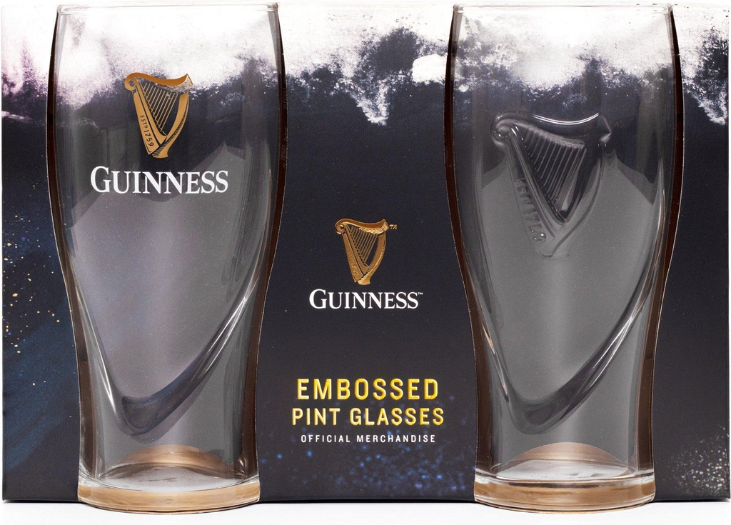 Guinness Embossed Pint Beer Glass Set of 2 Ølglas 2stk