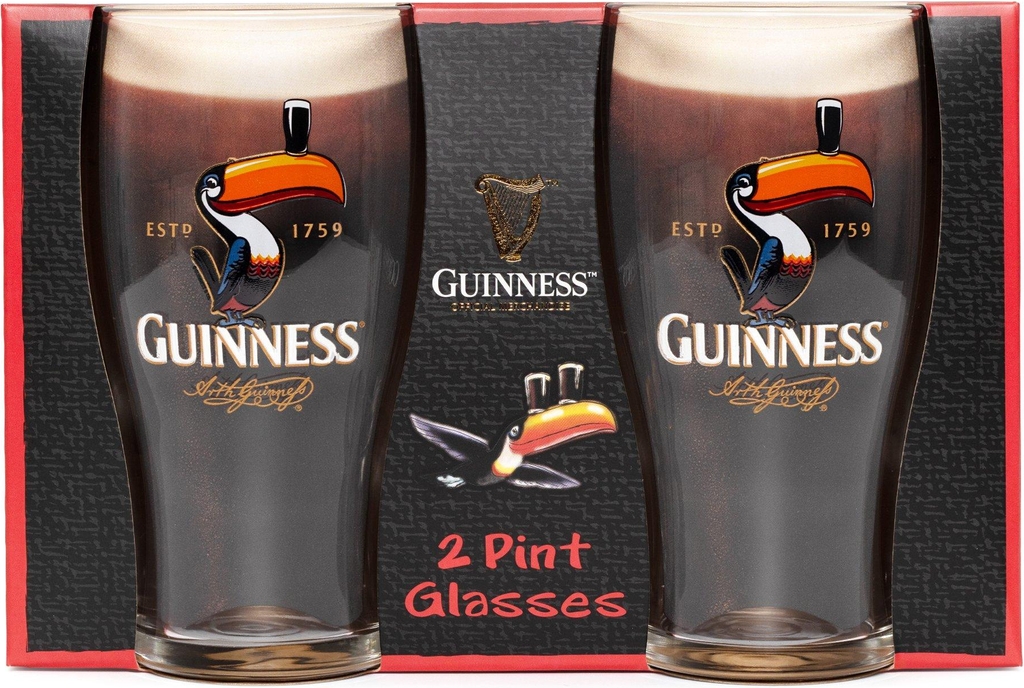 Guinness Team Official Toucan Pint Beer Glass Set of 2 Ølglas 2stk