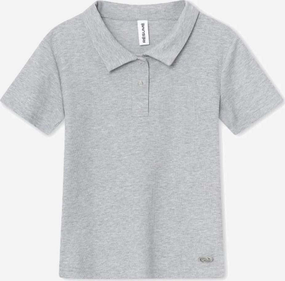 nikors polo tee - light grey melange - résumé