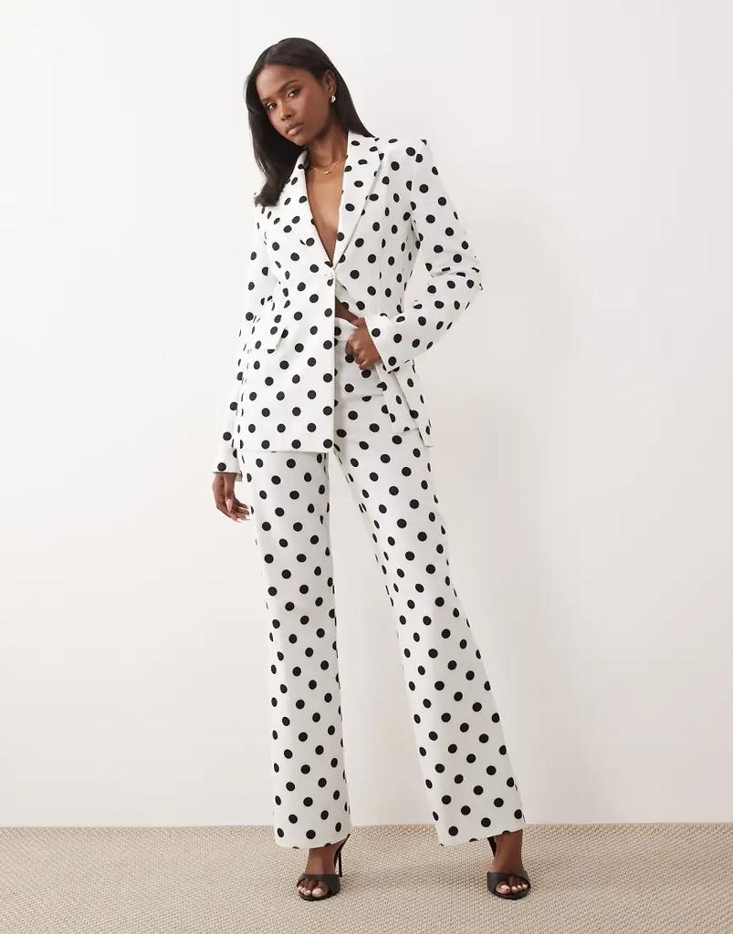 ASOS LUXE - Skræddersyede habitbukser med polkaprikker - Del af sæt-Multi