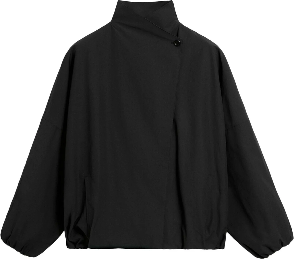 massimo dutticotton blend technical jacket with side button - let jakke / sommerjakker - black