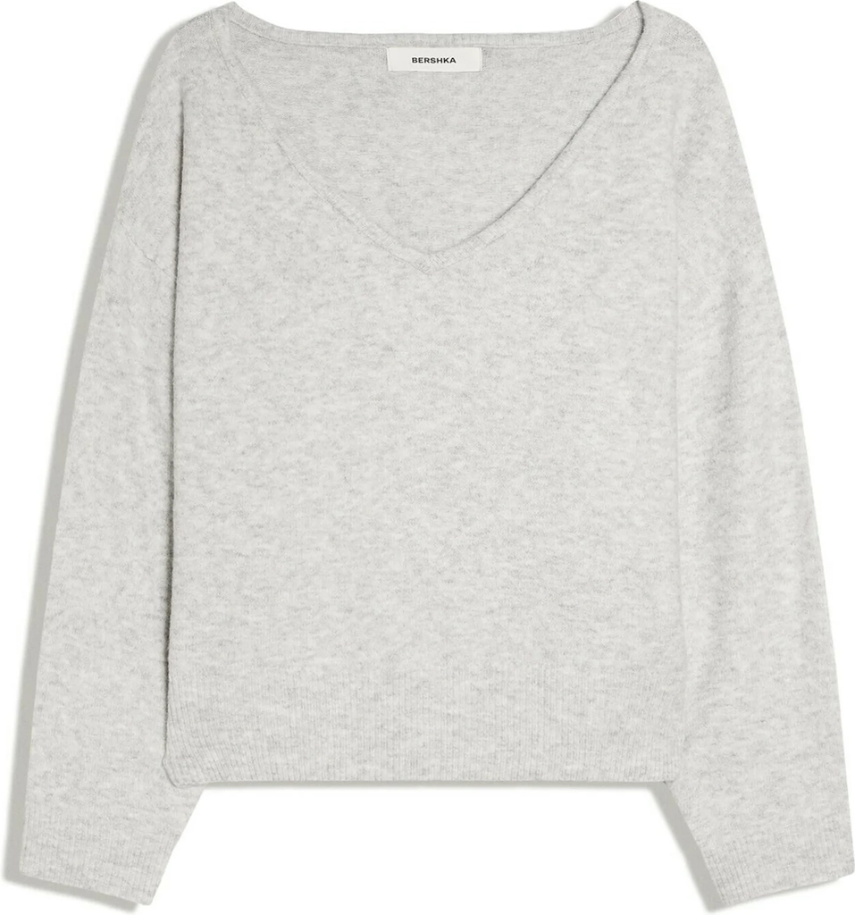 bershkasoft touch v-neck - jumper - striktrøje - grey