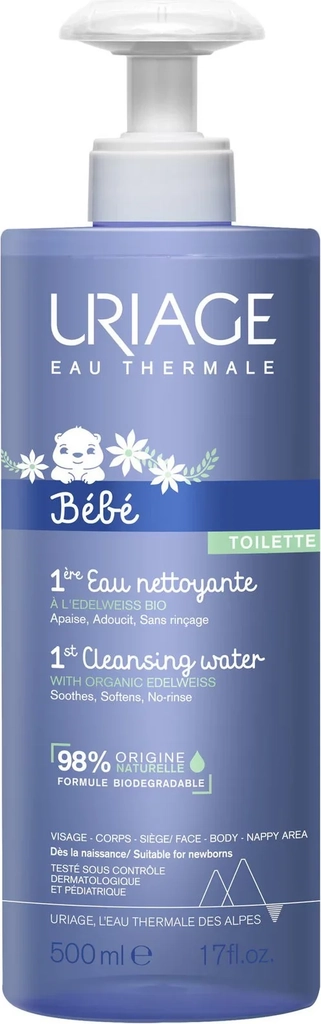 Uriage eau thermale bébé 1st cleansing water with organic edelweiss 500ml