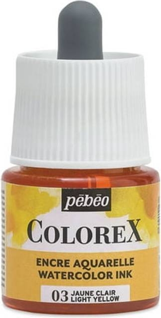 Pebeo Colorex Watercolor Ink 45 ml Light Yellow – bøtte med akvarelblæk og pipette
