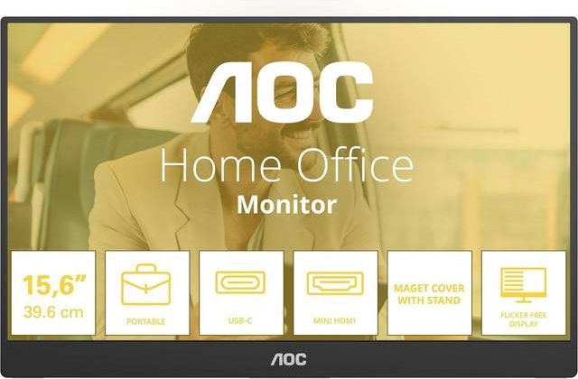 AOC 16T20E2 15.6 Inch Full HD IPS Monitor Black