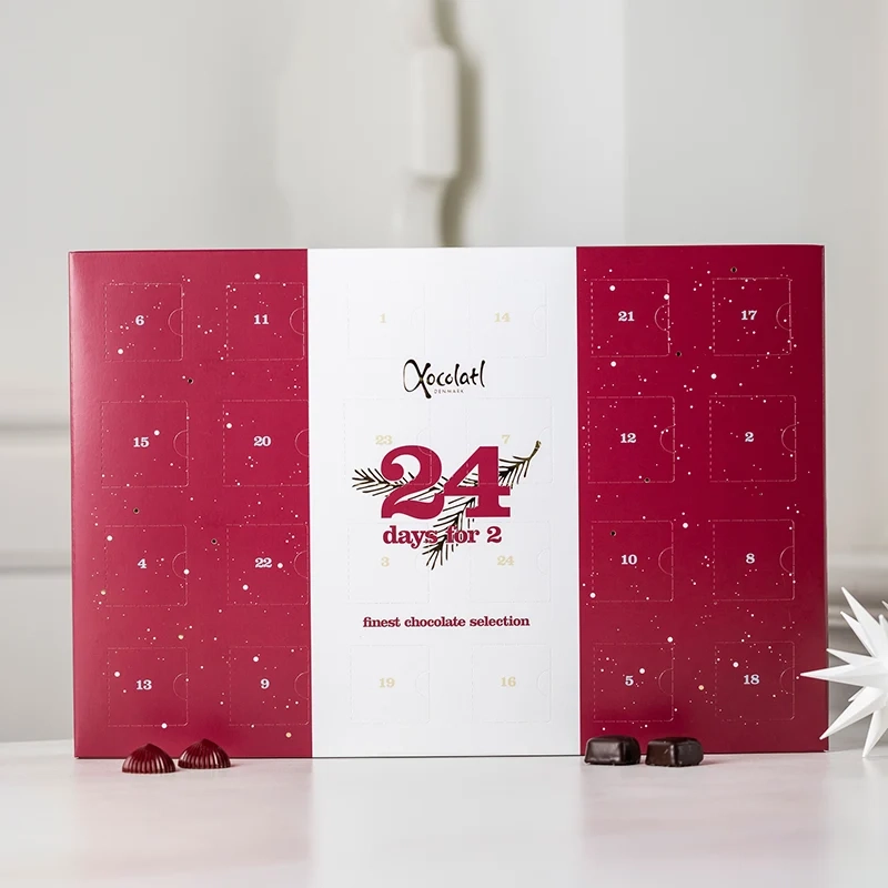 julekalender med fyldt chokolade (2 pers.) fra xocolatl