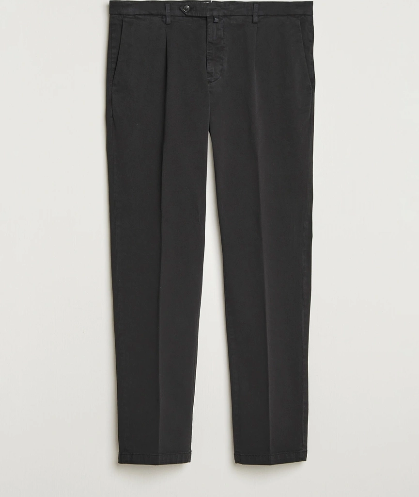 briglia 1949 easy fit pleated cotton stretch chino black