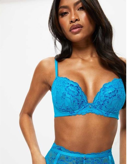 Ann Summers Sexet Blonde Bh Med Vattering Og Dyb Udskæring - Klar Blå