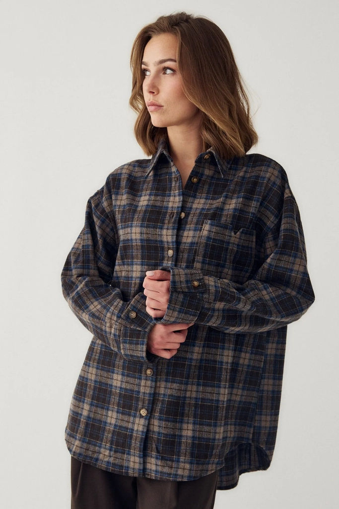 Noella N-Marlon Shirt Oversized - Brown Blue Check