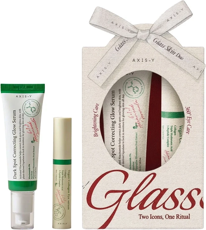 Set Axis-Y: collagene vegano, antirughe, siero occhi, 10 ml + illuminante correttore macchie scure, siero anti-macchie, per il viso, 50 ml