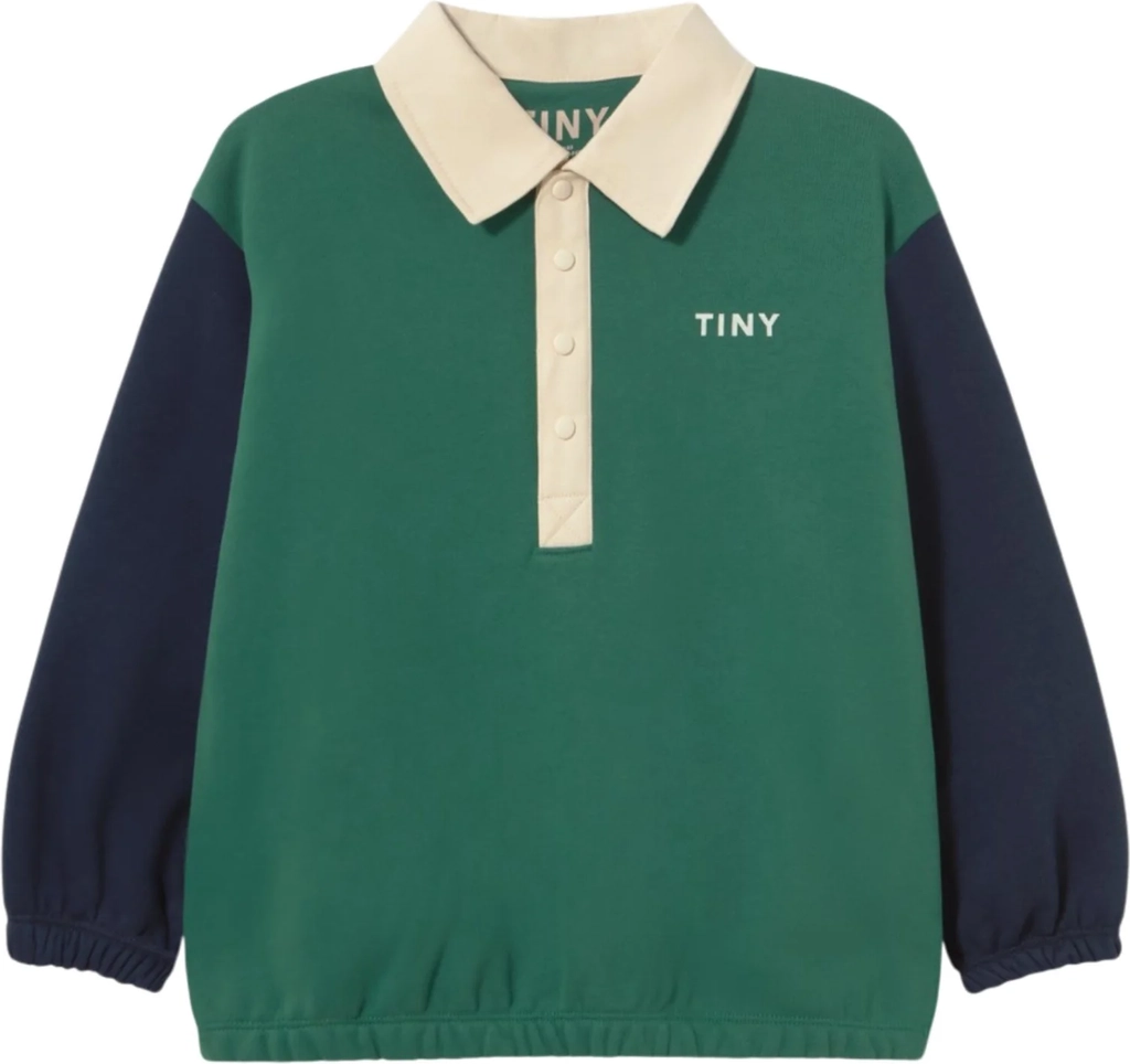 Tinycottons Polobluse Block Polo Sleeve Tee - Dark Green