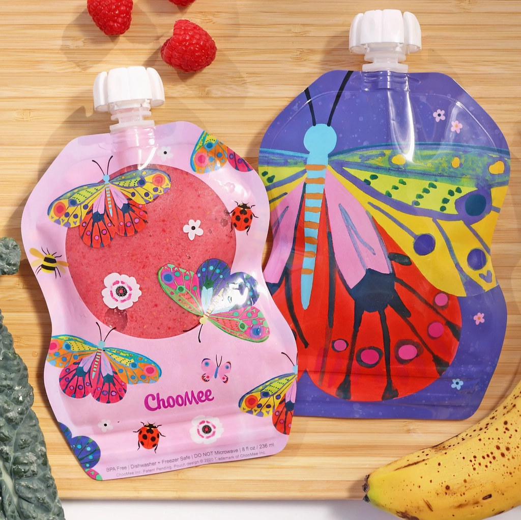 Genanvendelige Smoothieposer/Klemmeposer til Baby (6 stk.) - Sealife