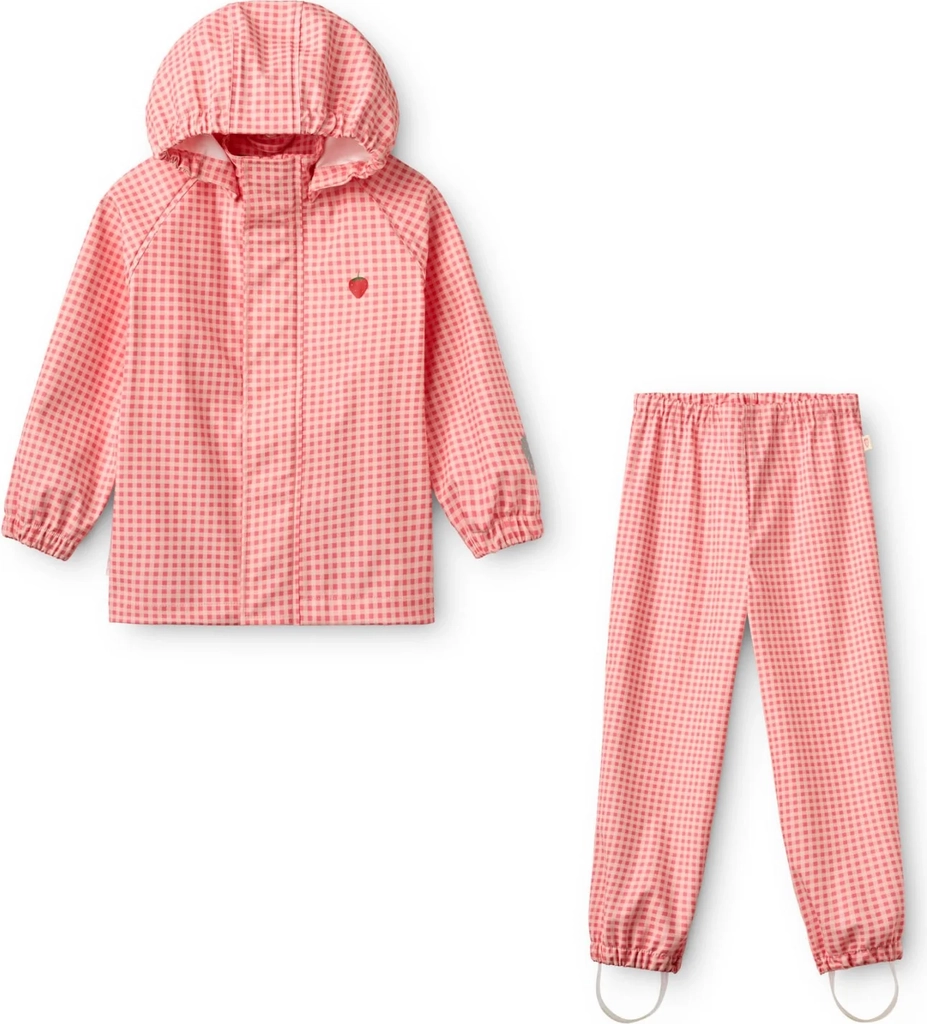 Flöss Pink Rose Gingham Dew Regntøj Sæt