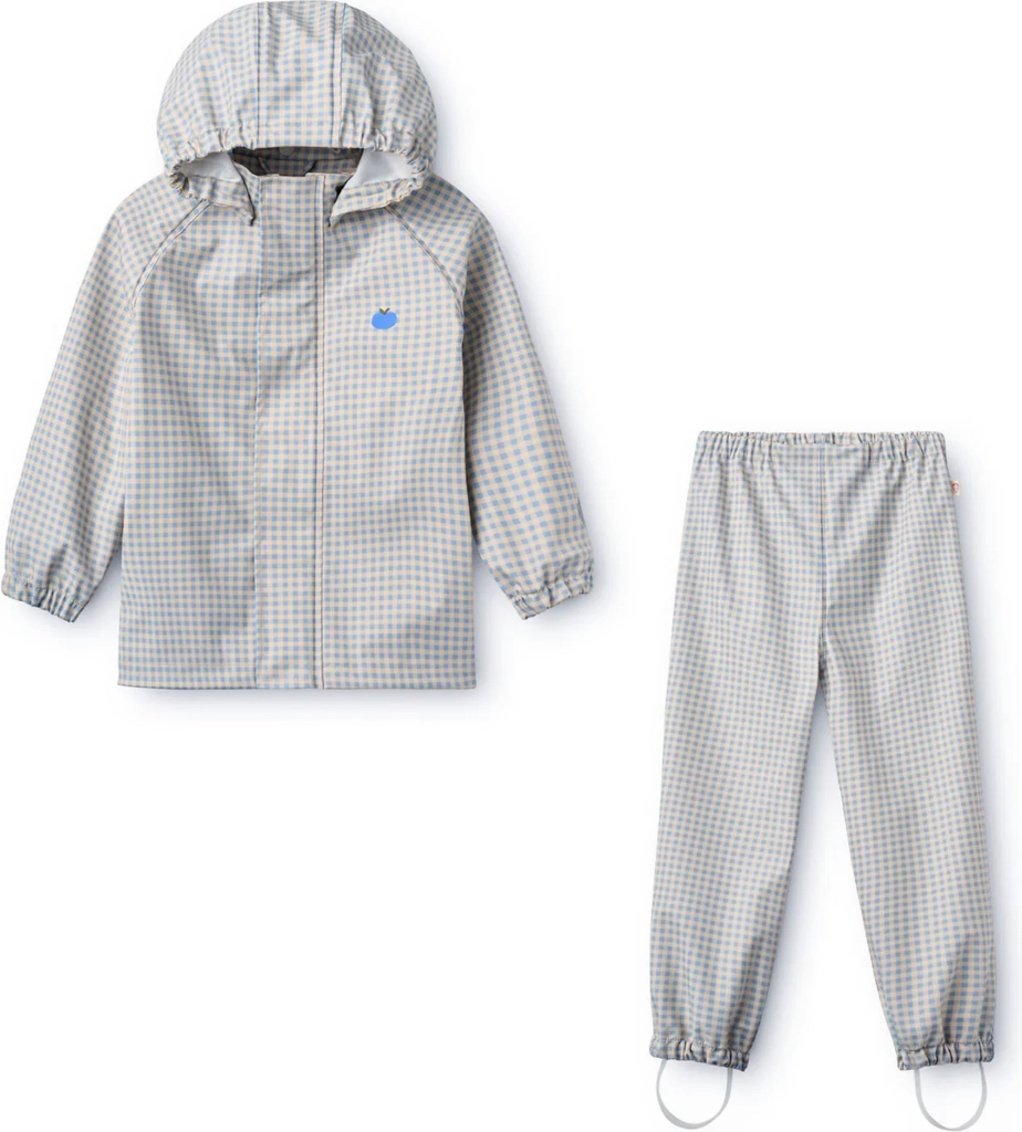 flöss light blue gingham dew regntøj sæt