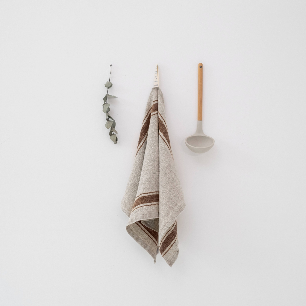 viskestykke • hør • mocca stripe