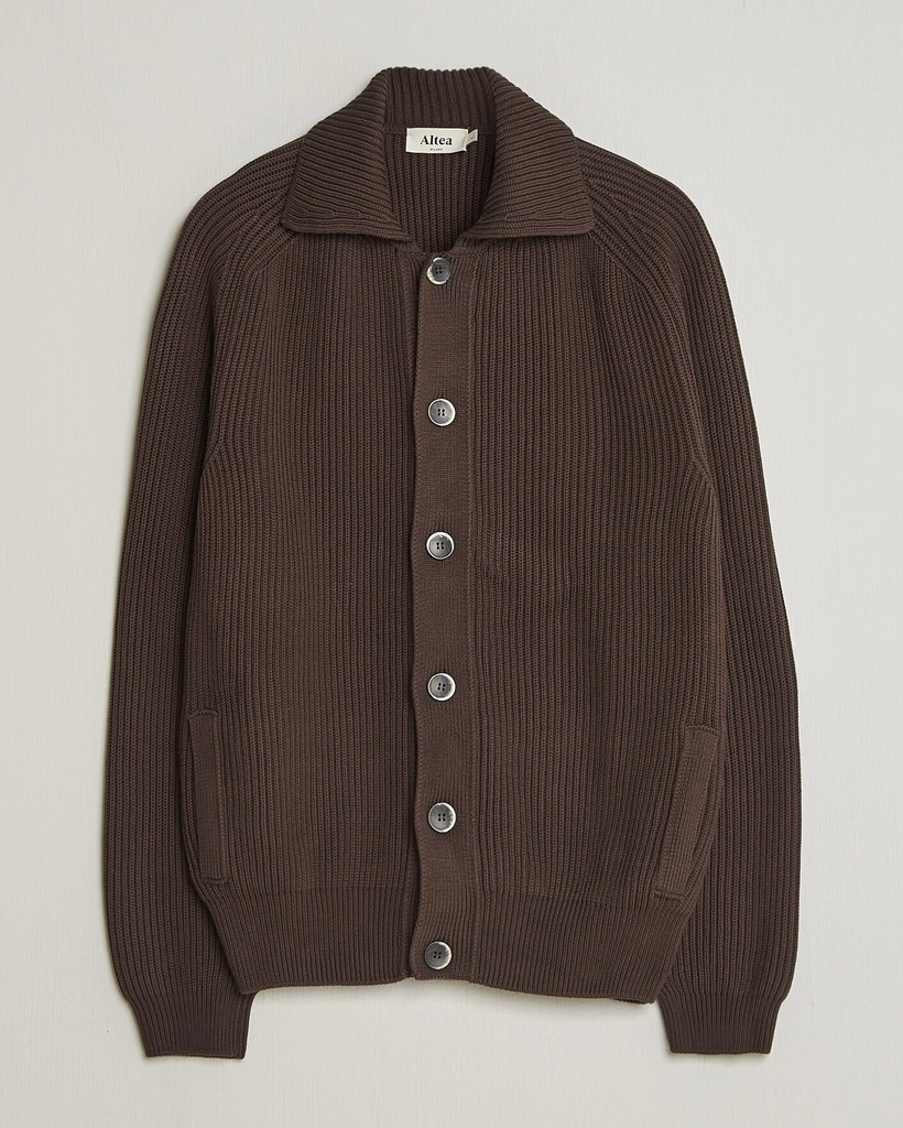 altea cotton rib cardigan jacket dark brown