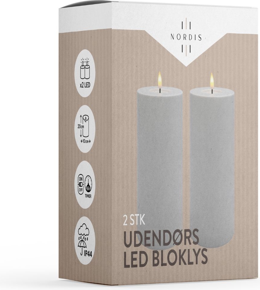 noris - udendørs led bloklys - white - 10×20 cm