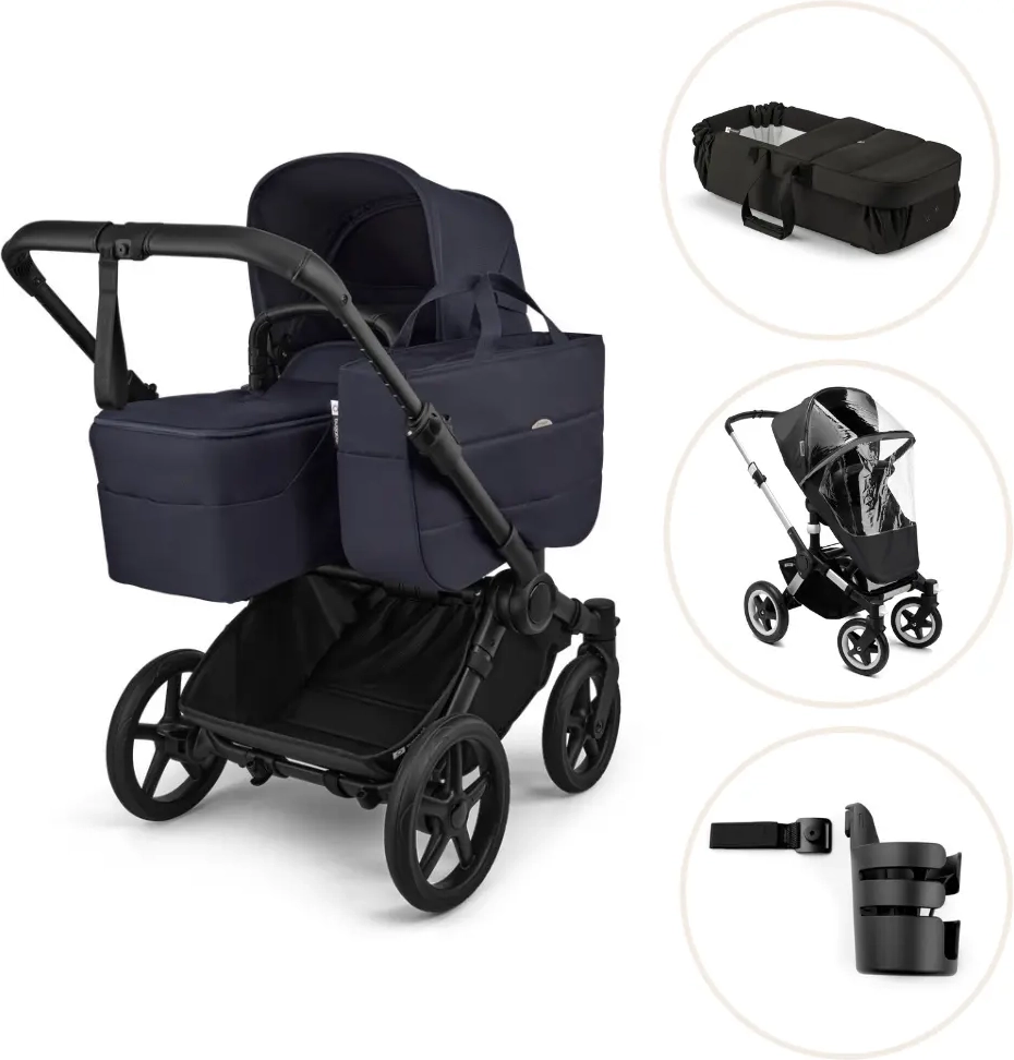 Bugaboo Donkey 6 Barnvagn Med Babynest, Regnskydd Och Mugghållare - Deep Indigo/Black