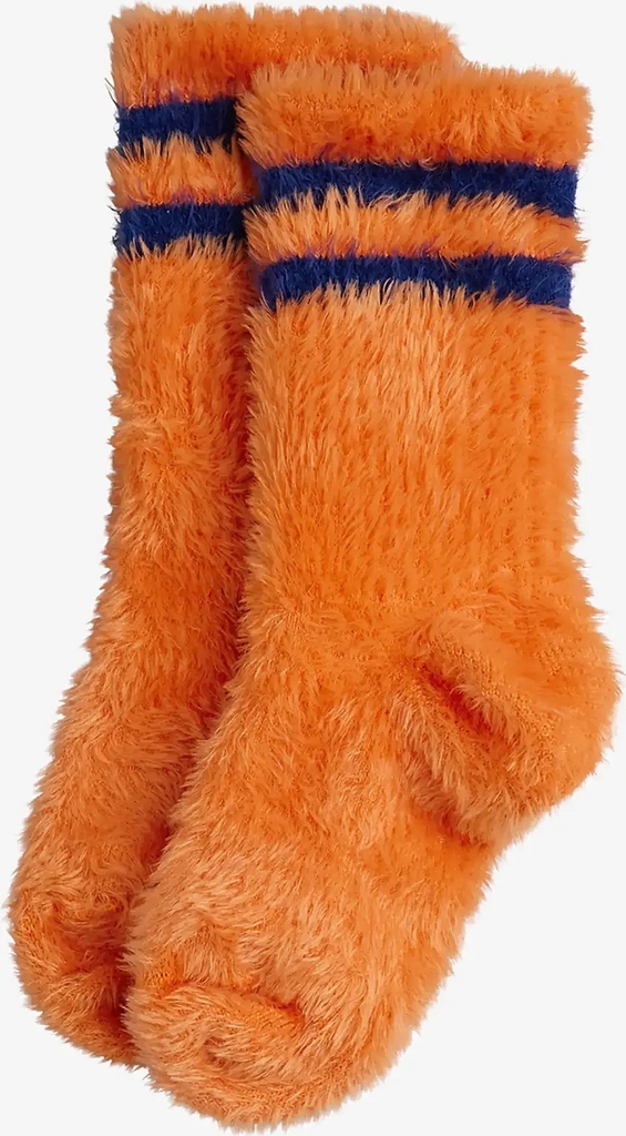 Mini Rodini Stripe Fluffy 1-Pack Socks - Orange - 20/23