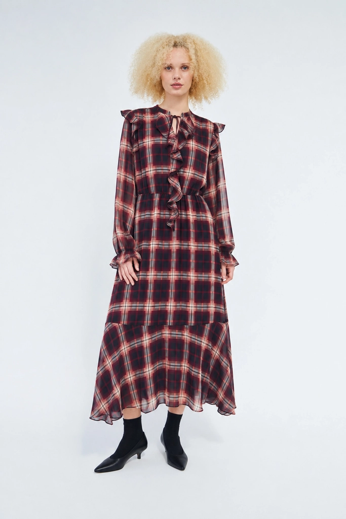 dittacras dress - bordeaux check