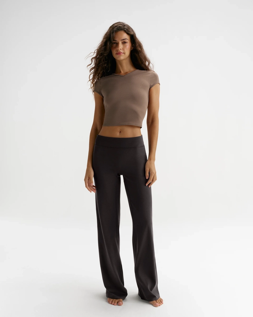low rise yoga pants - coffee bean