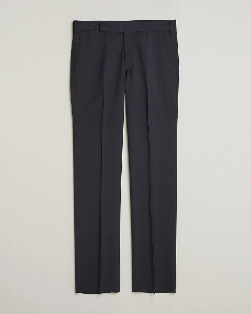 straight fit wool trousers navy