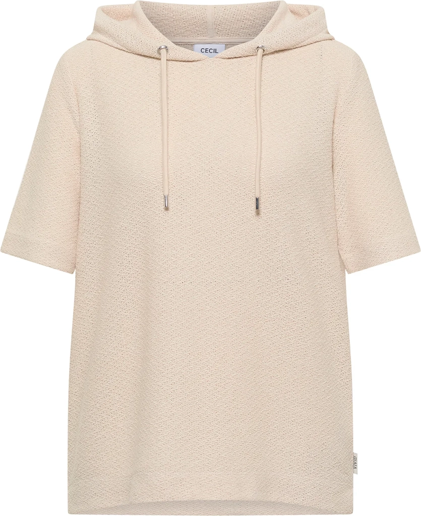 cecilt-shirt with hoodie and texture - t-shirts print - macadamia beige
