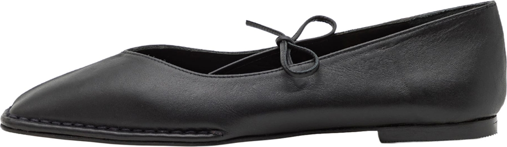 ALOHAS Sway Cream Leather Ballet Flats - Black
