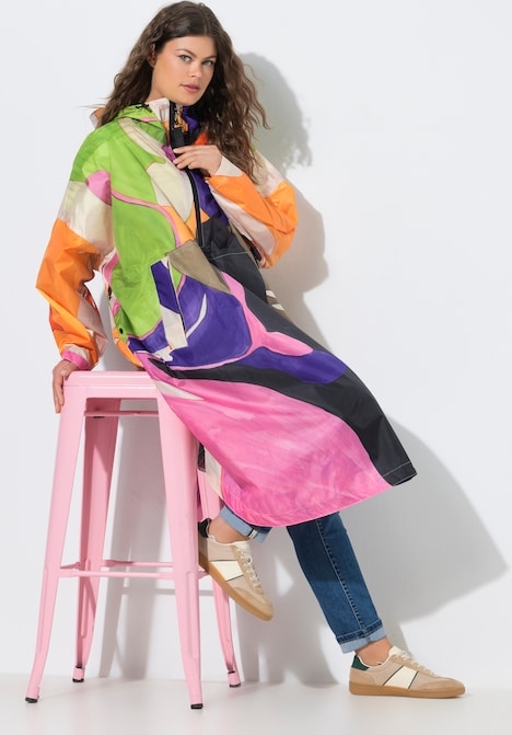 funktionelt regnslag, unisex, print, hætte