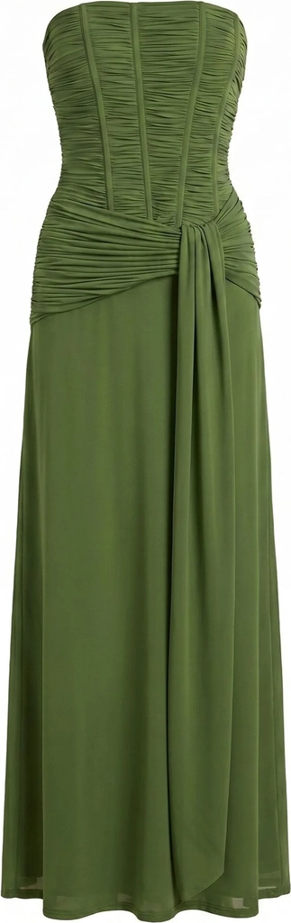 forever newlorelei strapless ruched - maxikjoler - green