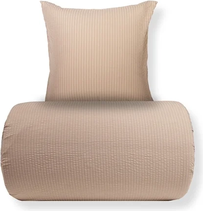 sengetøj 140x200 cm - bæk og bølge - microfiber - sandfarvet seer sucker