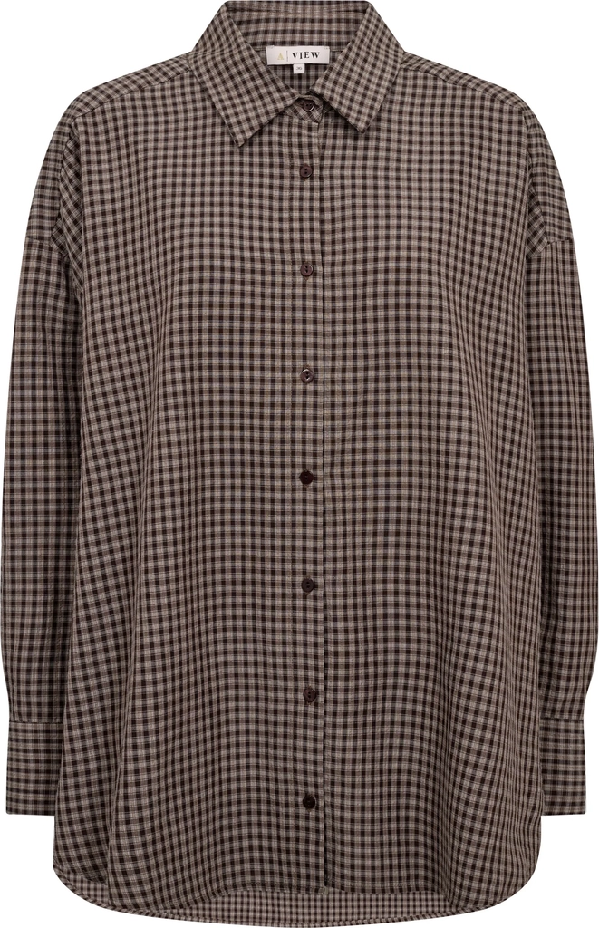 sonja check shirt - dark brown