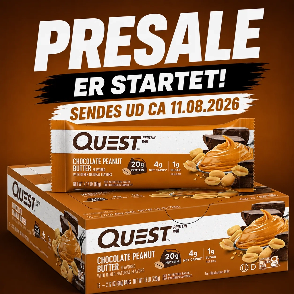 quest chocolate peanut butter protein bar – 12 bars 🥜🍫 (12 x 60g) sidste salgsdato 15.10.2026