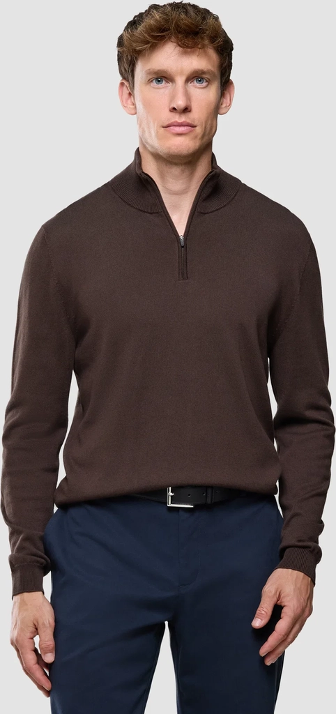 seamless core knit half zip dark brown