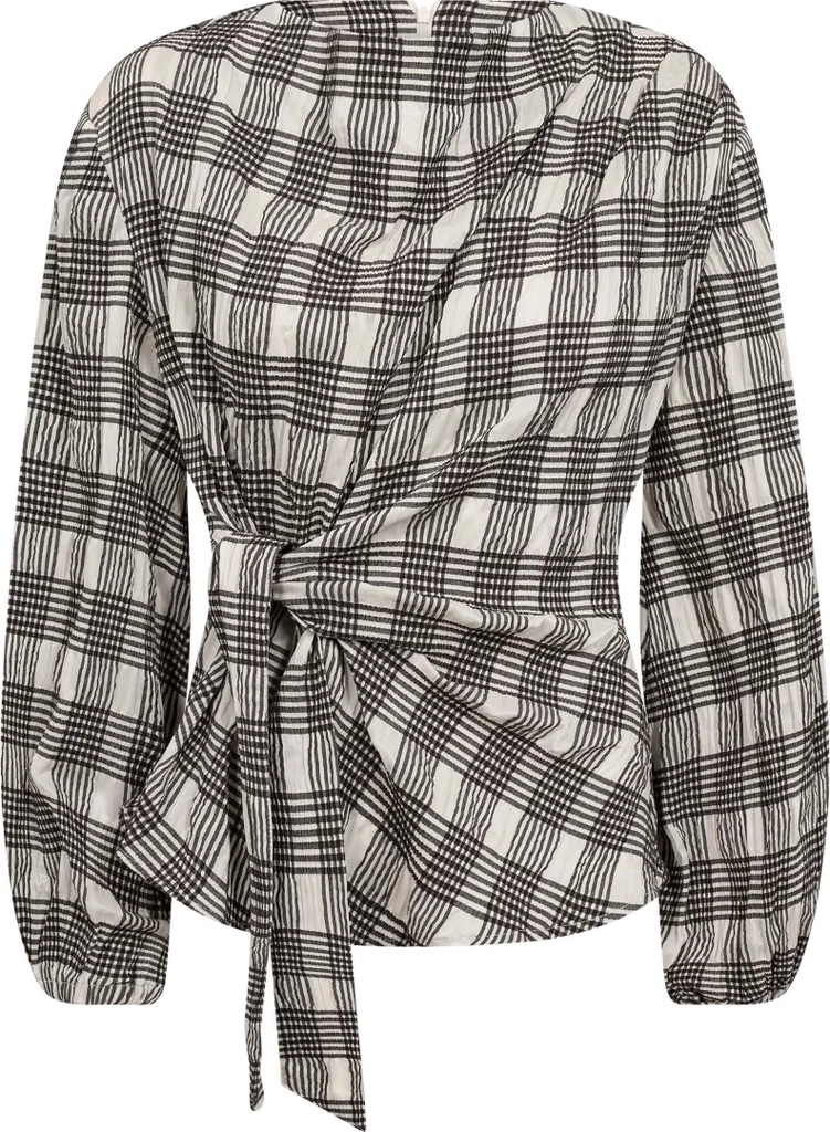 Co'Couture Bone Chandler Check Tie Blouse