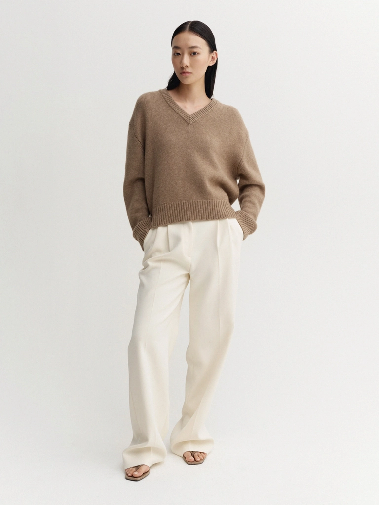 yara v-neck sweater, hazel