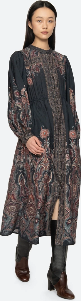 sea new york hyacinth print l/slv midi dress